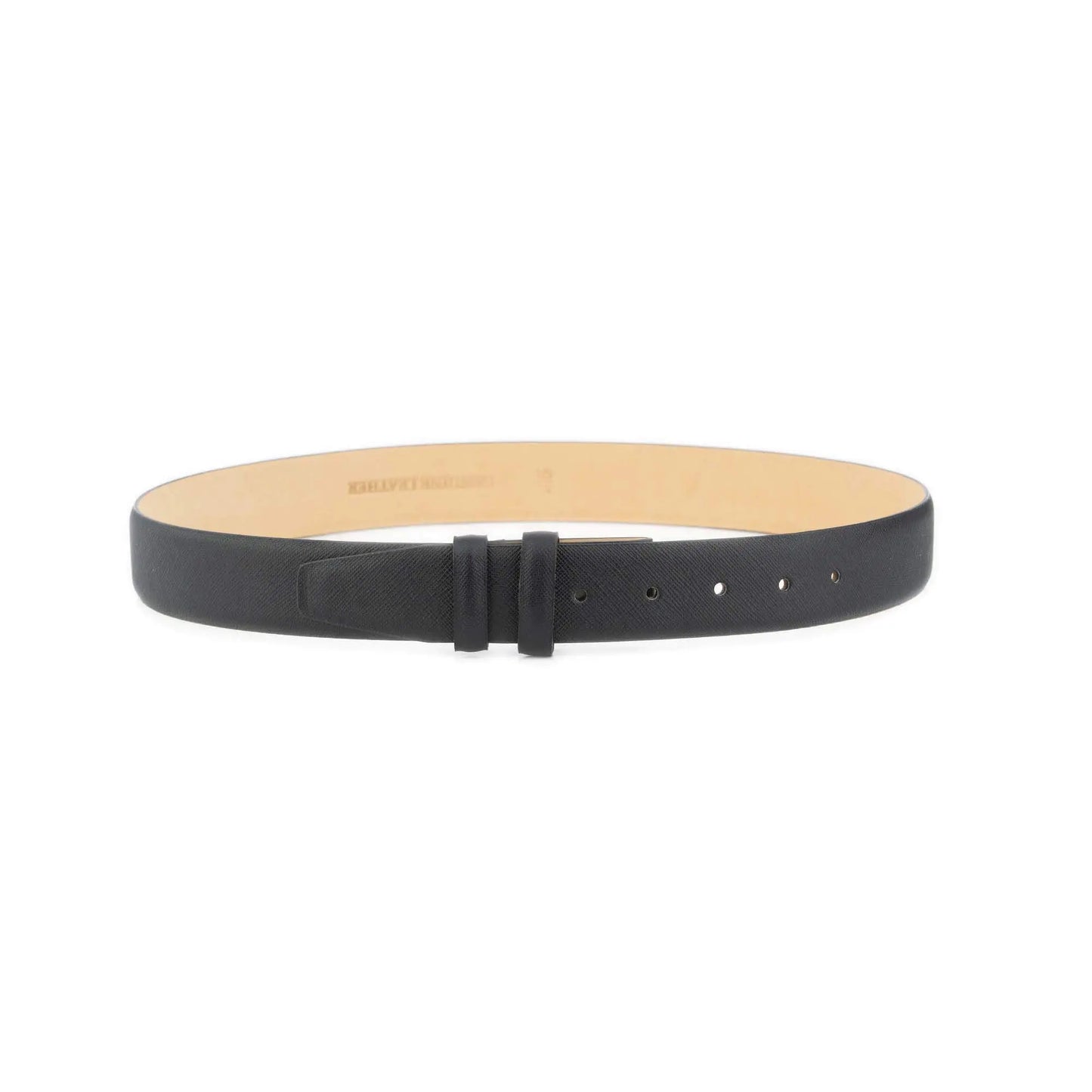 Snap Belt Strap for Ferragamo Buckles – Black Saffiano Leather 1 3/8 inch
