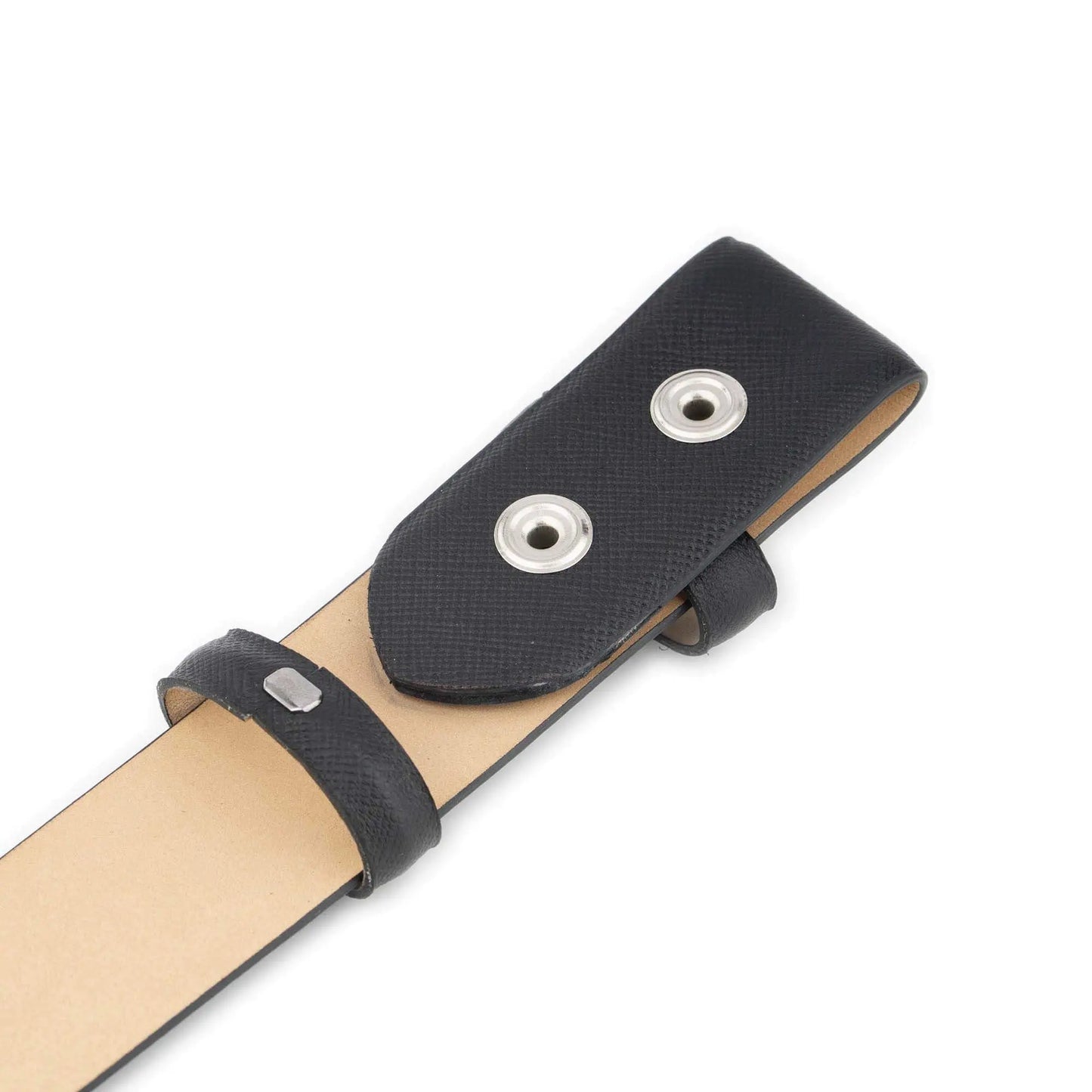 Snap Belt Strap for Ferragamo Buckles – Black Saffiano Leather 1 3/8 inch