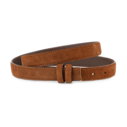 Tan Belt Strap for Ferragamo Buckles - Tobacco Suede Leather - 1 Inch