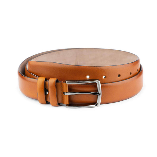 Top Quality Tan Mens Leather Dress Belt 3.5 cm