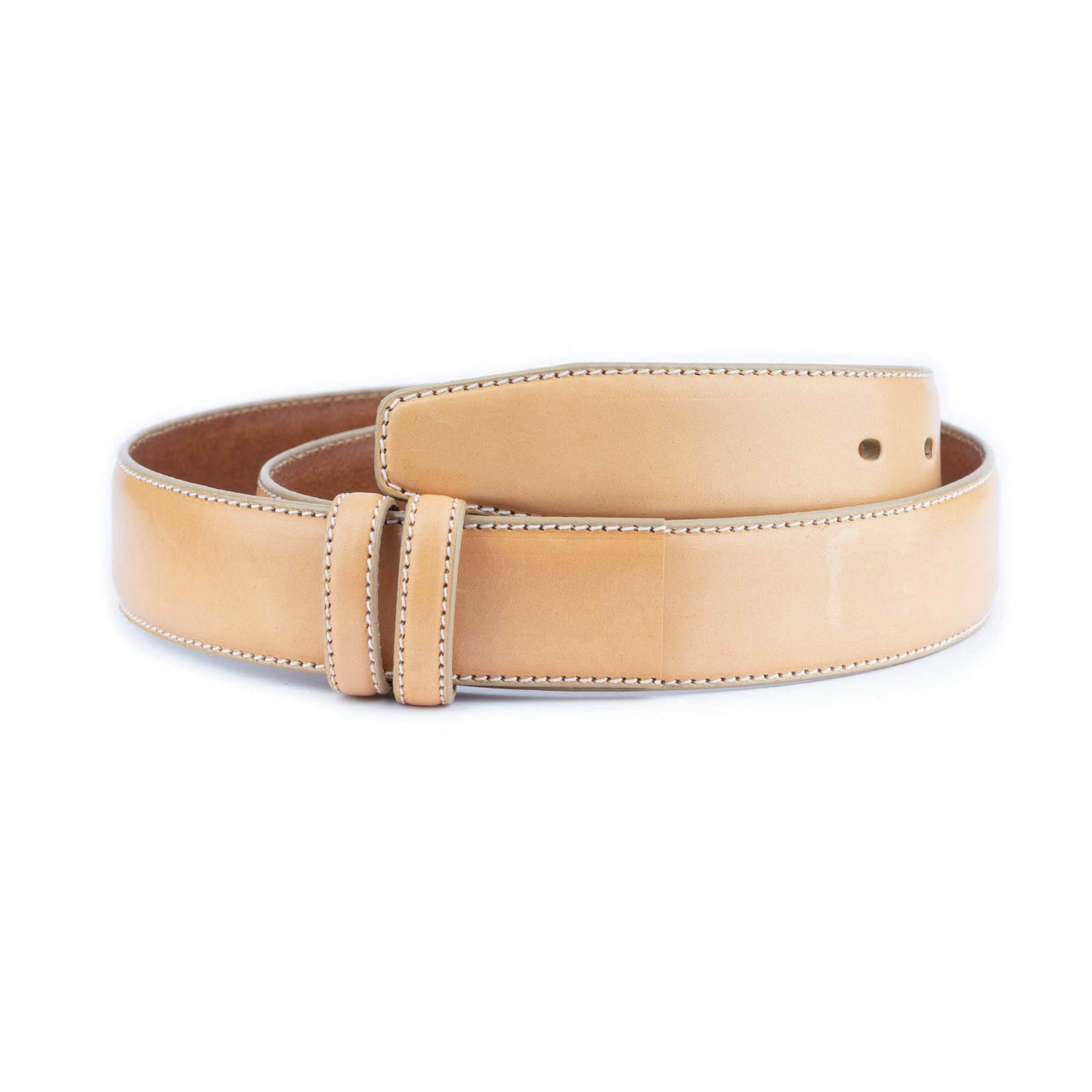 Beige Leather Belt Strap Mens Replacement For Ferragamo Buckle