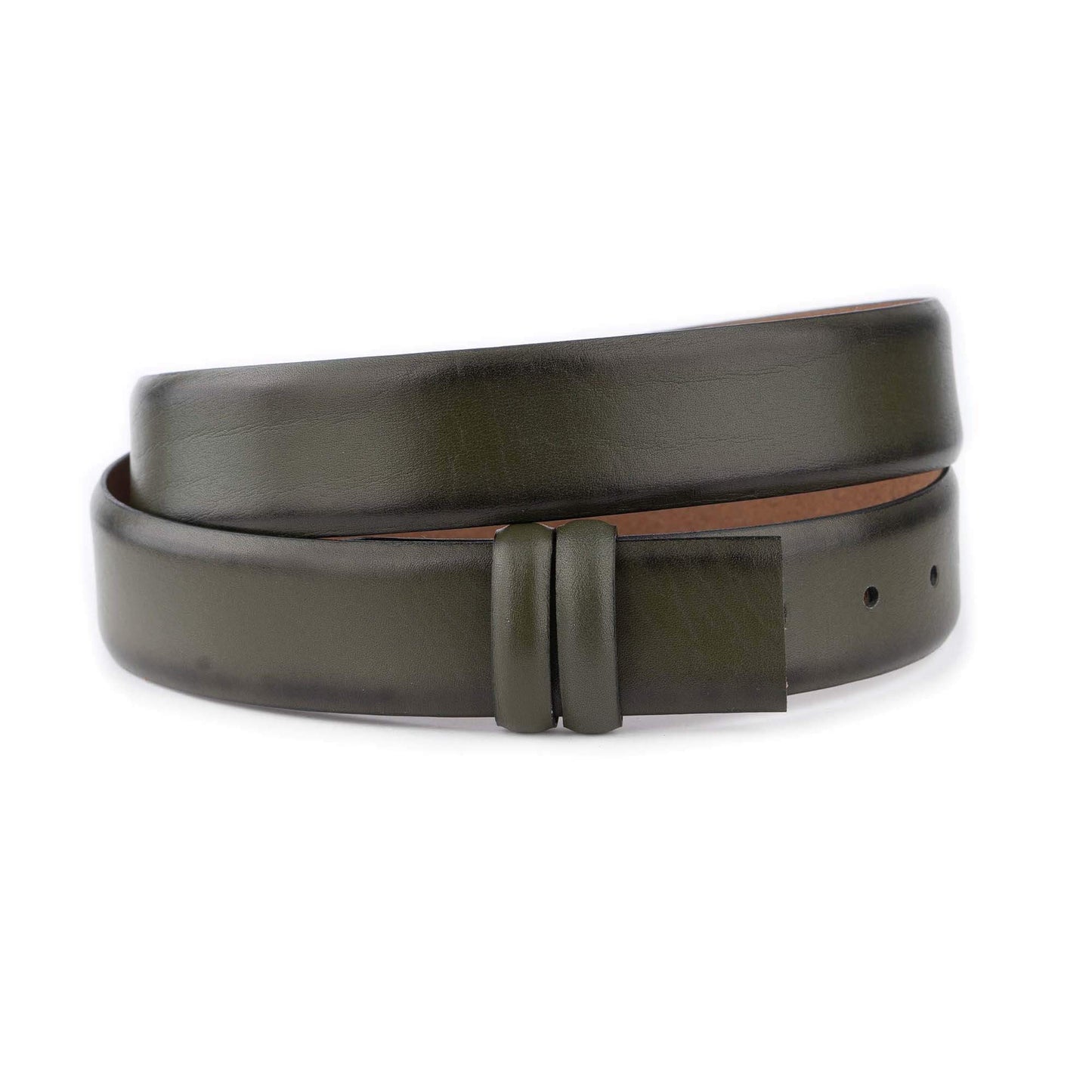 Belt Strap Replacement For Cartier Buckles Olive Green Leather