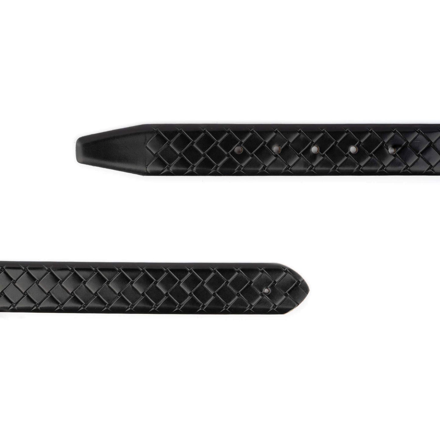 Black Belt Strap For Ferragamo Buckles Woven Emboss Leather For Buckles 3.8 Cm
