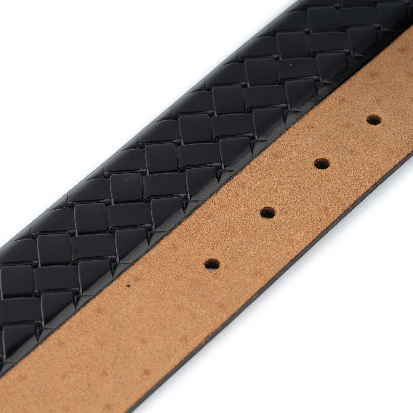 Black Belt Strap For Cartier Buckles Woven Emboss Leather For Buckles 3.8 Cm