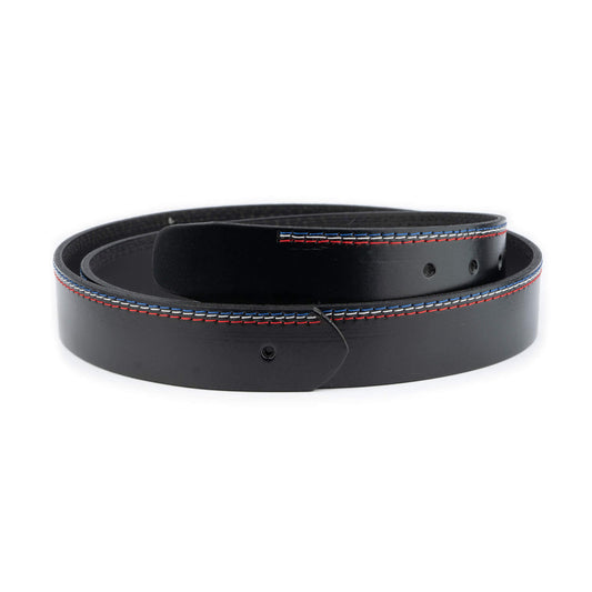 Black Belt Strap Colorful Stitching For Cartier Mens Buckle Replacement