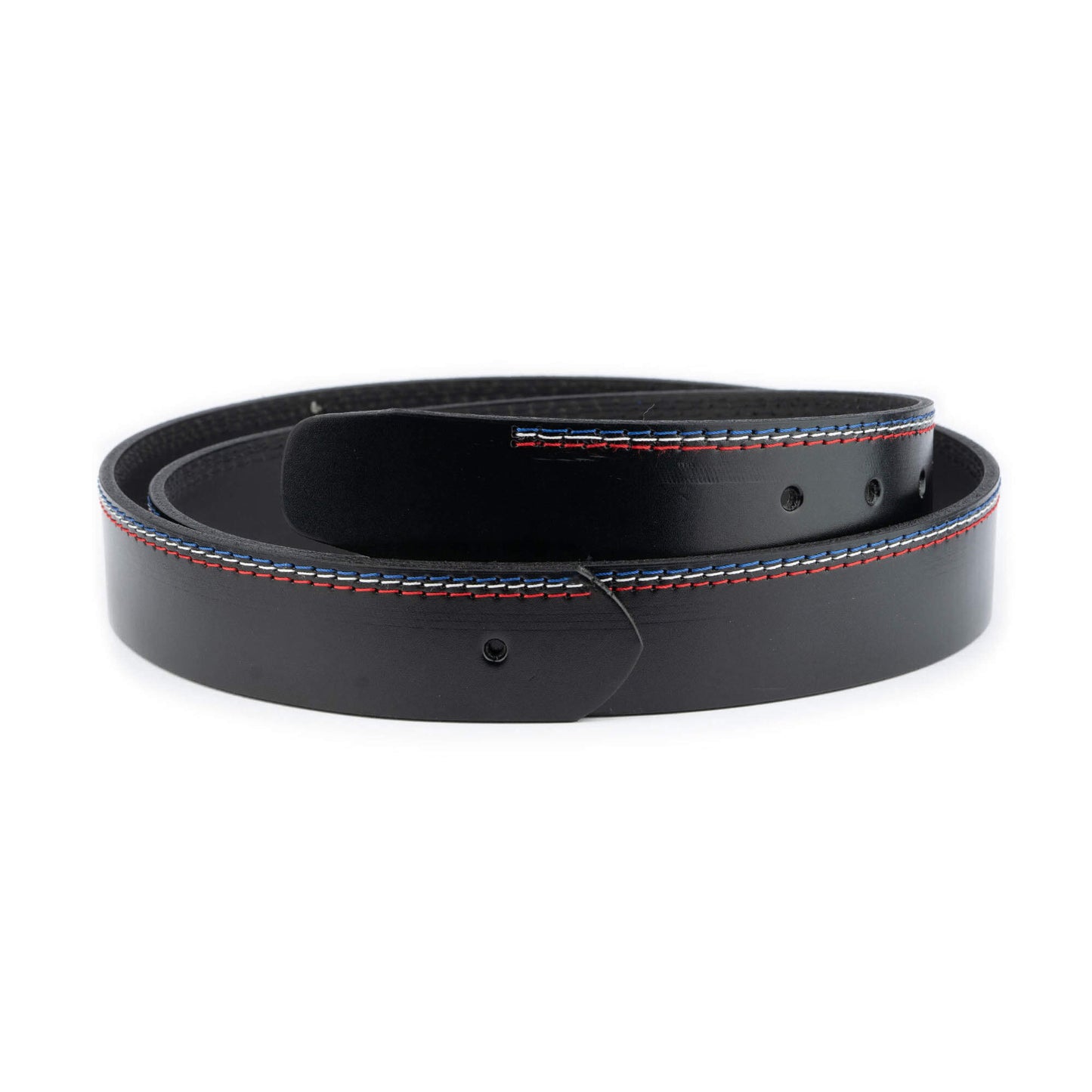 Black Belt Strap Colorful Stitching For Ferragamo Mens Buckle Replacement