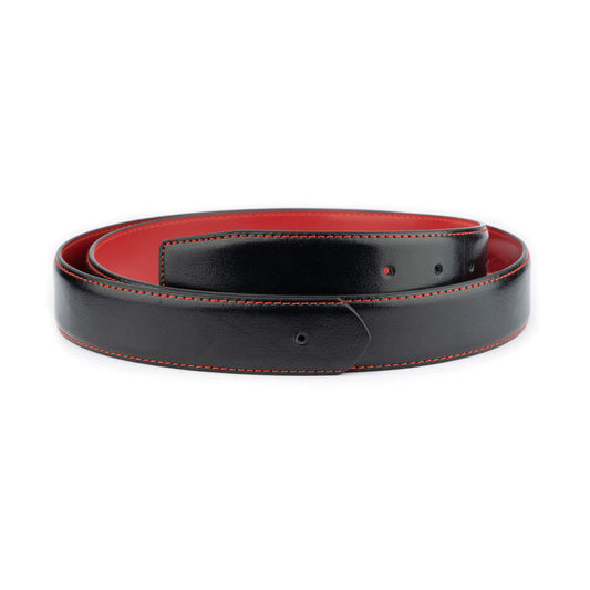 Black Cool Mens Belt Strap Red Stitching For Cartier Mens Buckle Replacement