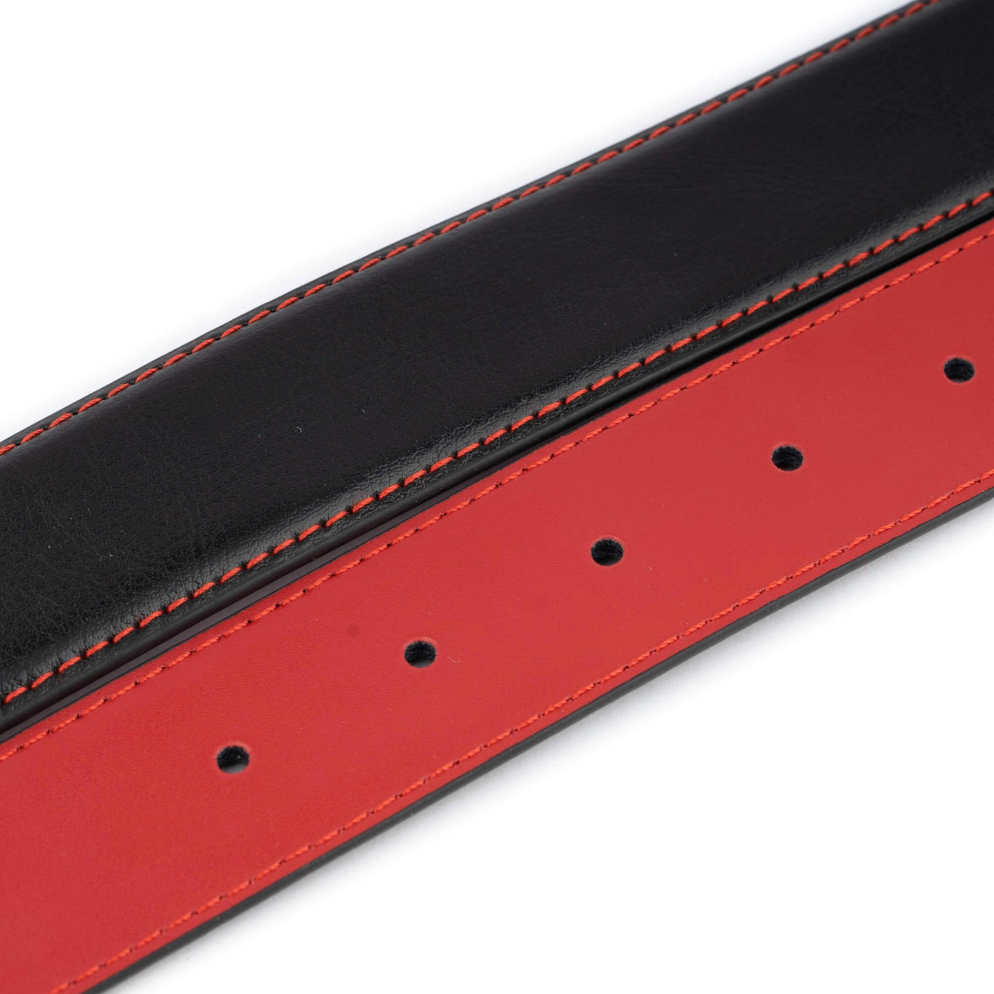 Black Cool Mens Belt Strap Red Stitching For Cartier Mens Buckle Replacement