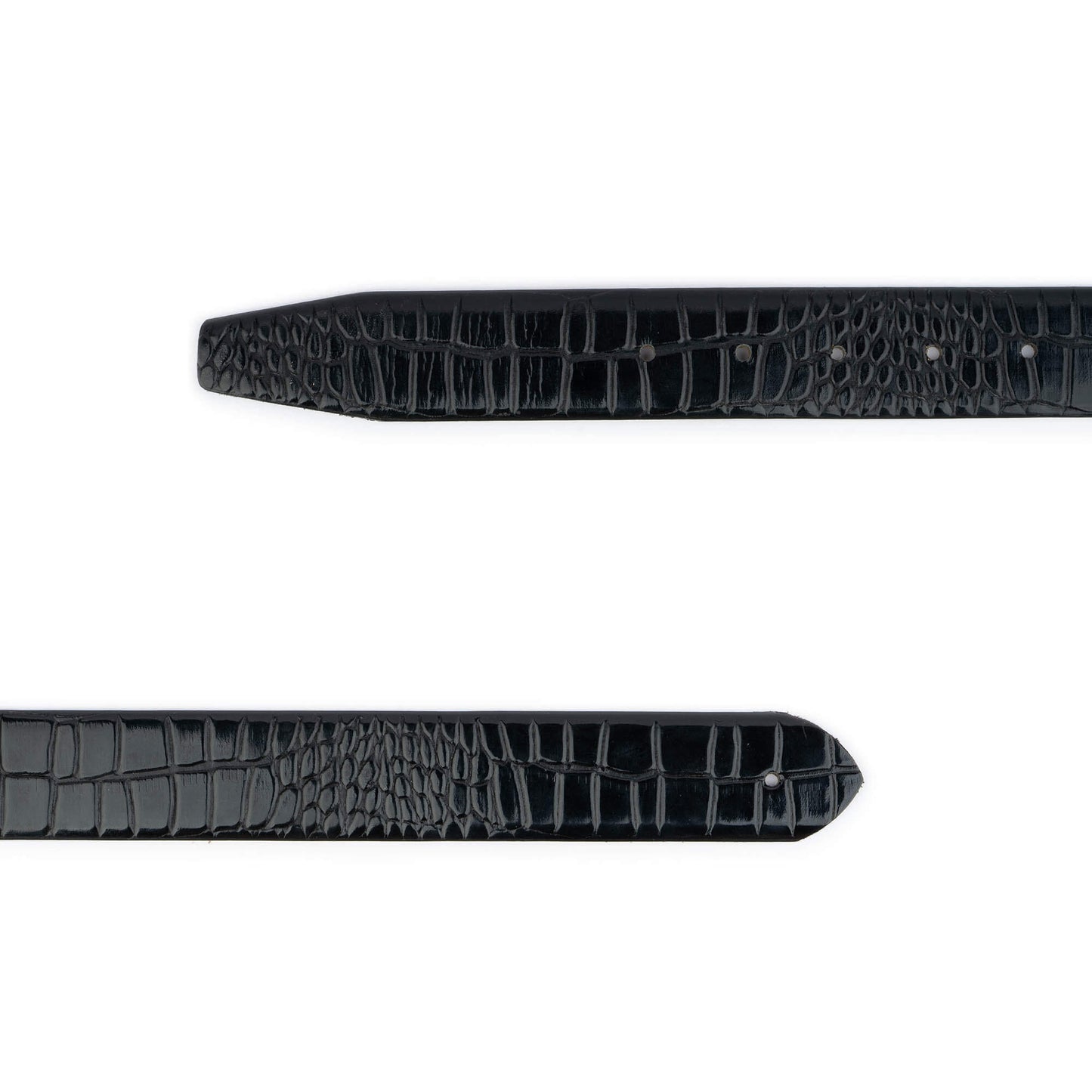 Black Croc Embossed Mens Leather Belt Strap For Cartier Buckles Replacement