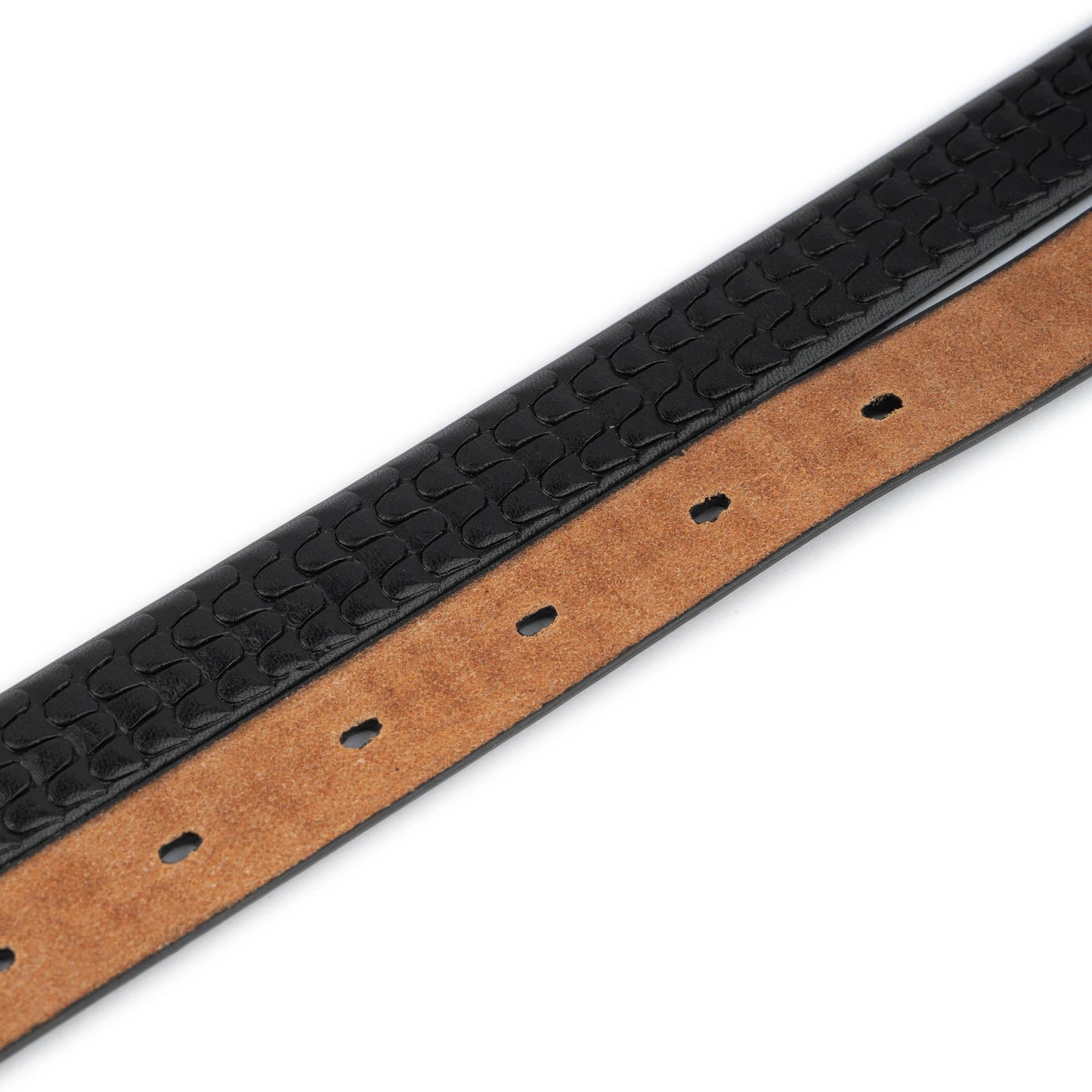 Black Embossed Belt Strap Thin Leather For Montblanc Womens Buckle Replacement
