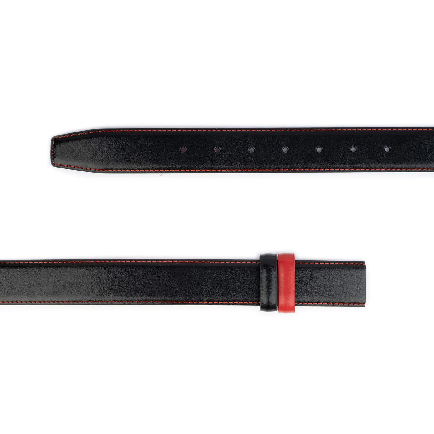 Black Leather Strap for Belt Red Stitching For Ferragamo Buckle Mens Replacement