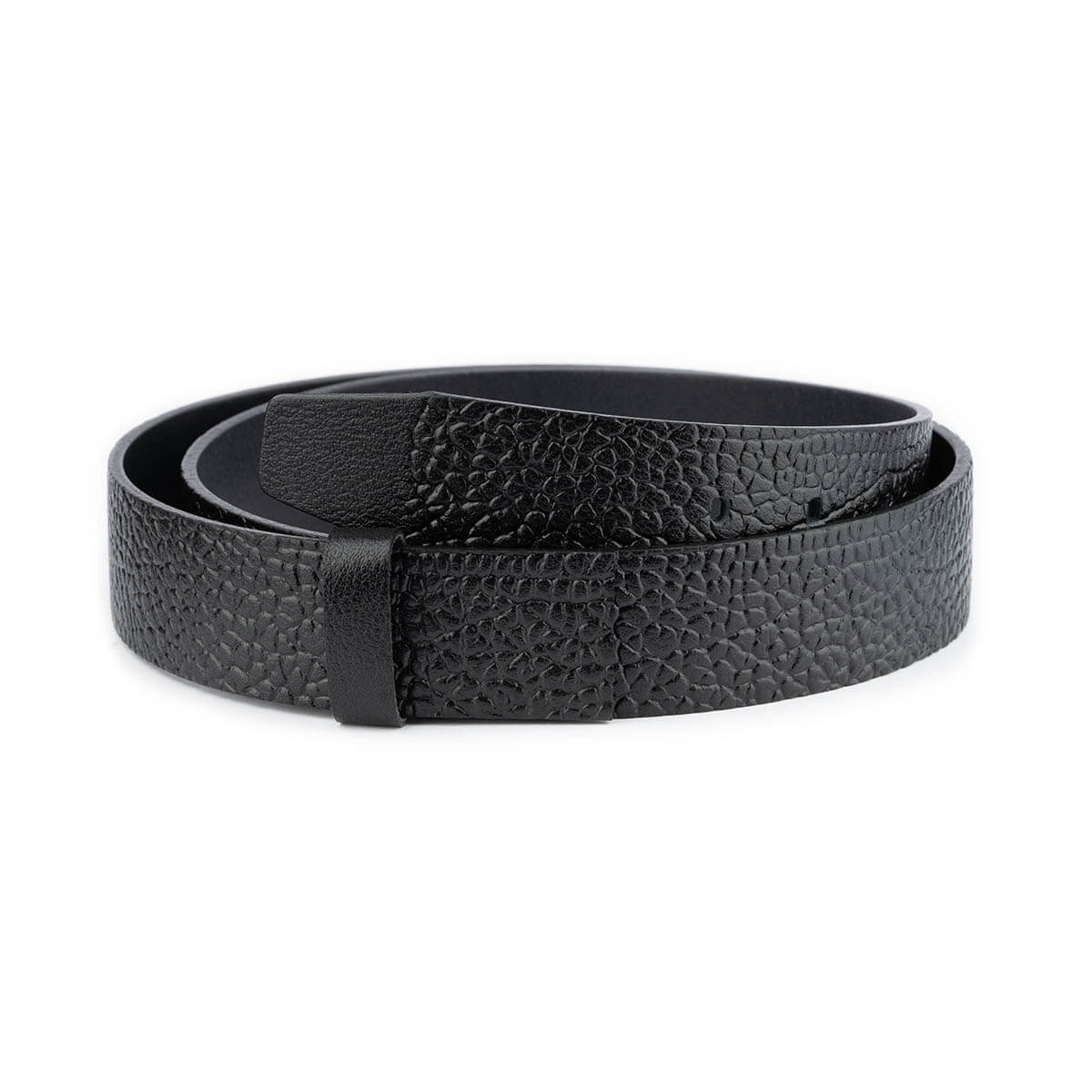 Mens Black Pebble Leather Belt Strap Replacement For Ferragamo Buckle