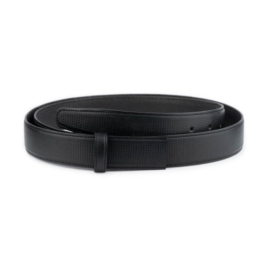 Black Perforated Golf Leather Belt Strap For Cartier Mens Buckle Replacement