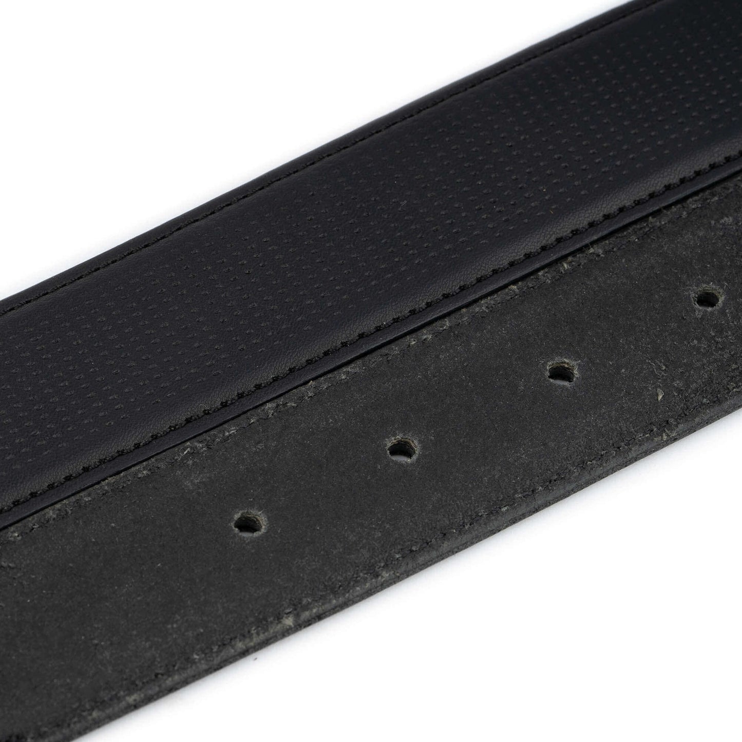 Black Perforated Leather Belt Strap For Montblanc Mens Buckle Replacement