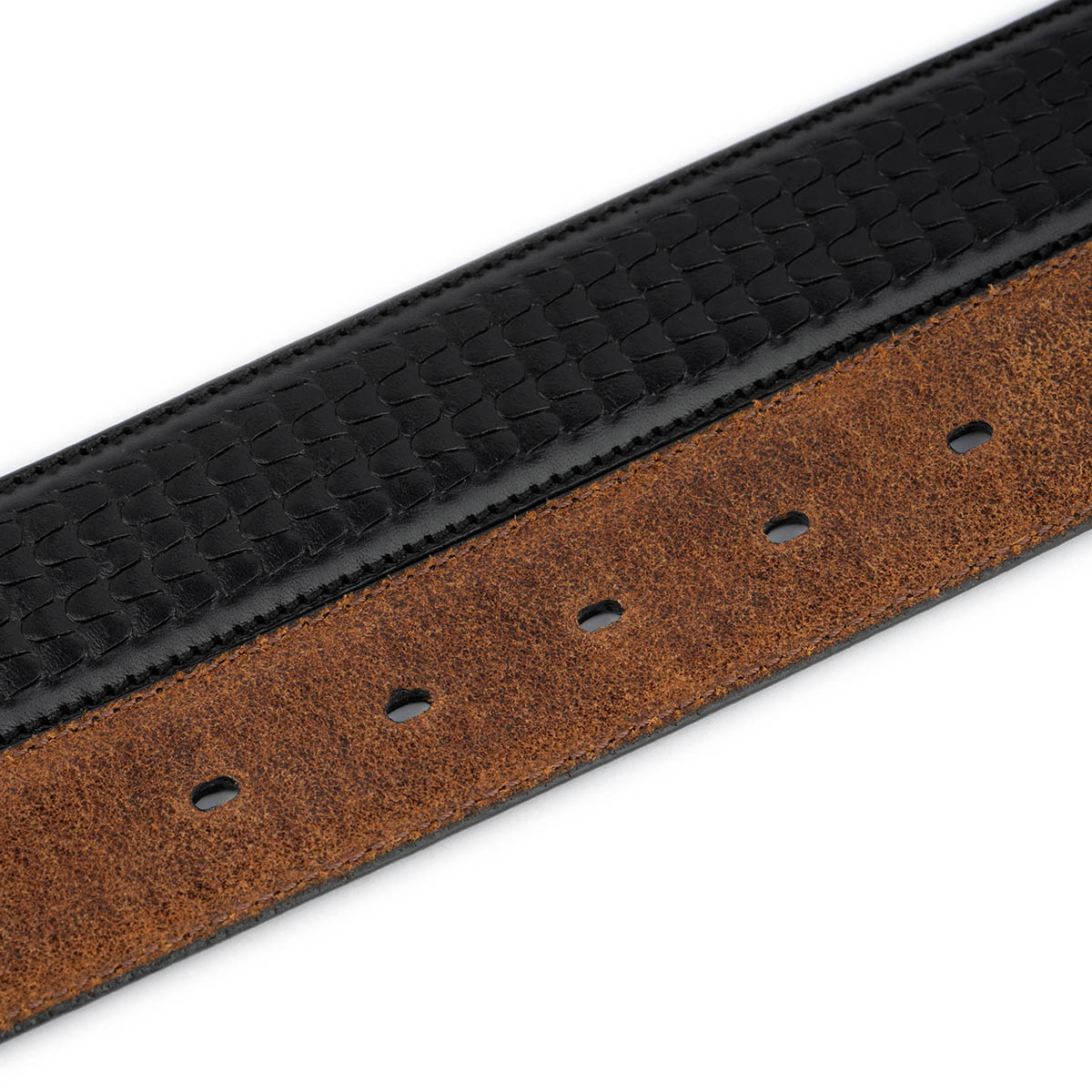 Black Replacement Belt Strap Embossed Leather For Dunhill Mens Buckle