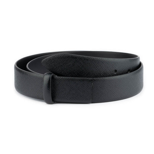 Black Saffiano Belt Leather Straps For Dunhill Mens Buckle Replacement