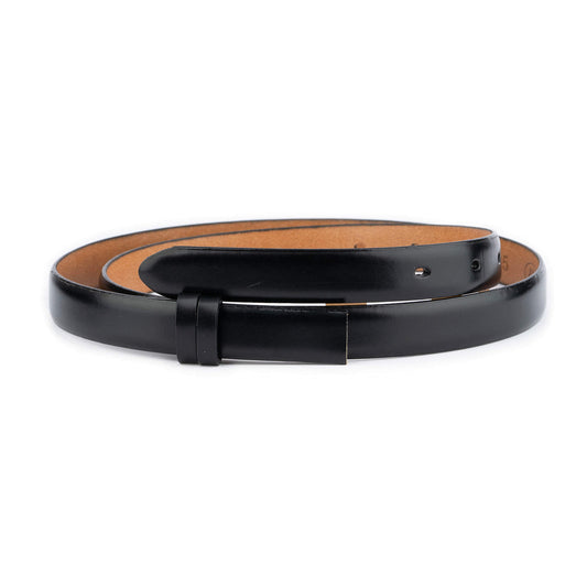 Black Thin Leather Belt Strap For Ferragamo Womens Buckle Replacement