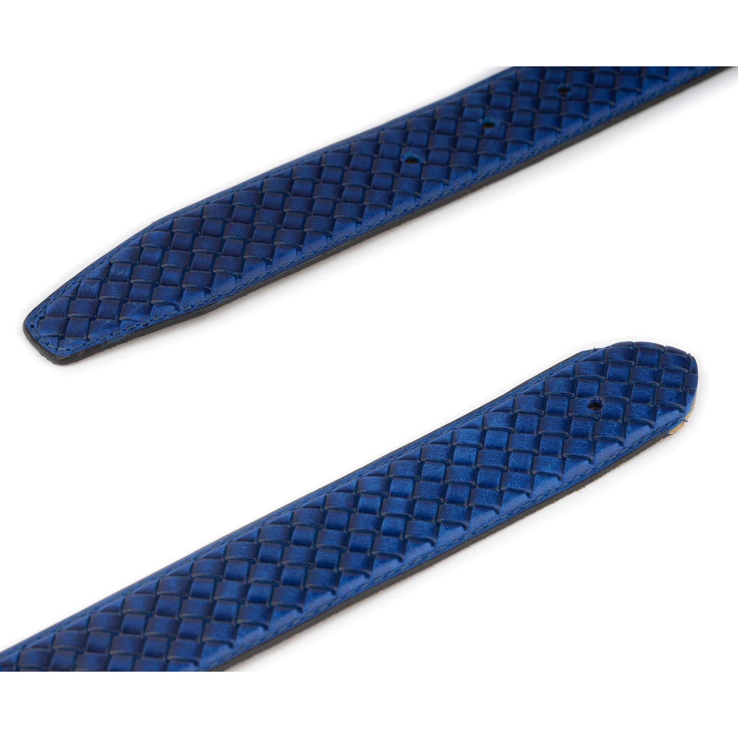 Blue Leather Strap For Montblanc Buckles Braided Emboss Calf Leather