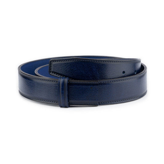 Blue Calf Leather Mens Belt Strap For Ferragamo Buckle Replacement