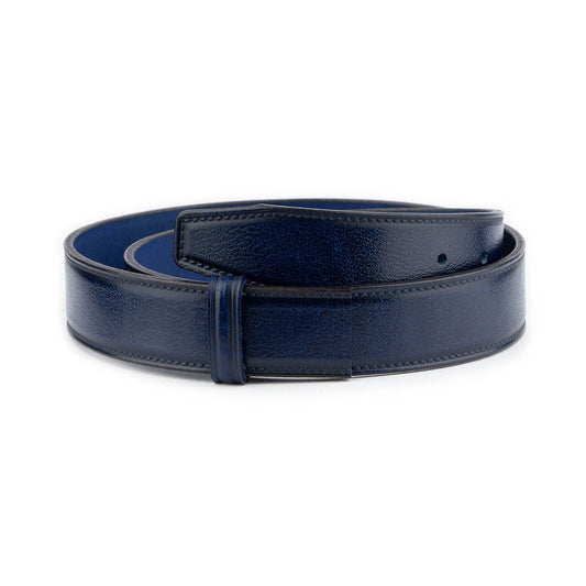 Blue Calf Leather Mens Belt Strap For Cartier Buckle Replacement