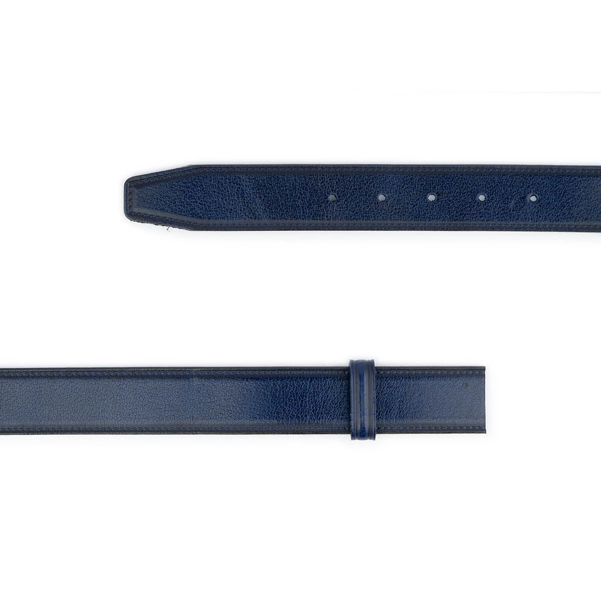 Blue Calf Leather Mens Belt Strap For Ferragamo Buckle Replacement