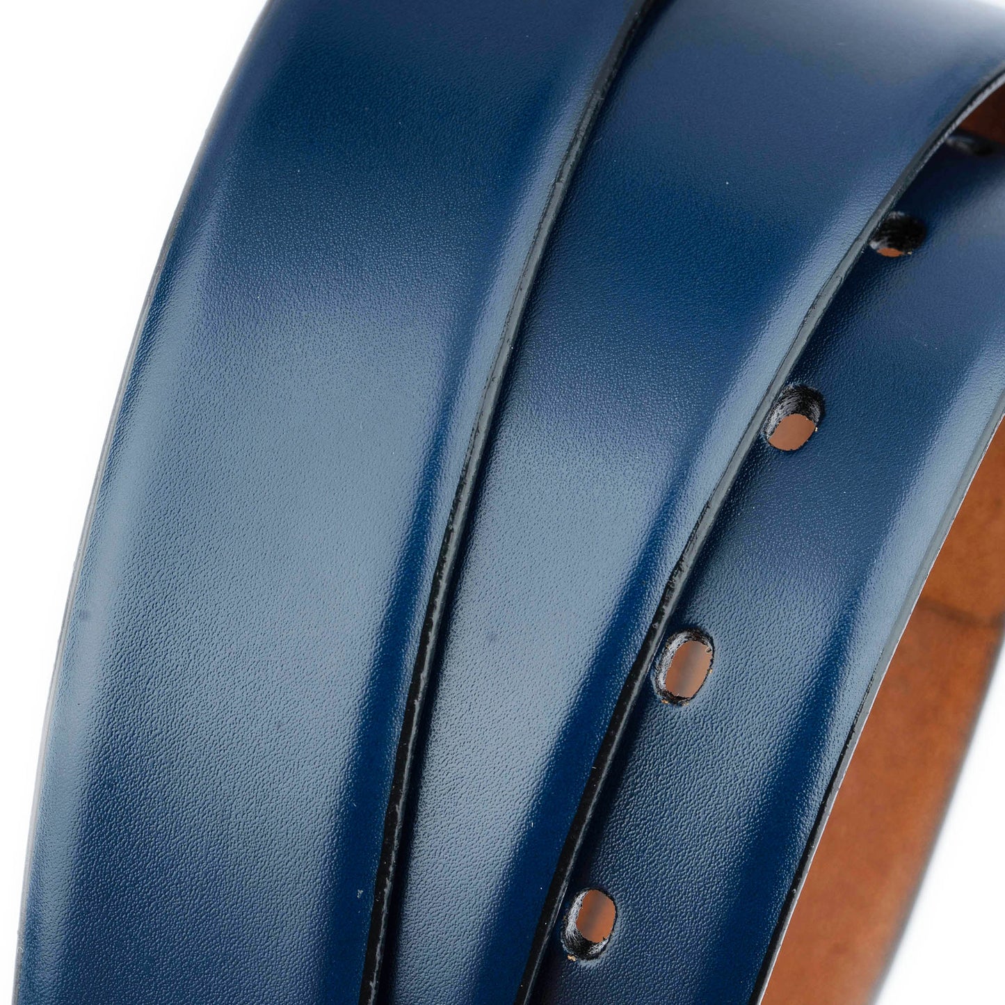 Blue Leather Belt Strap  For Ferragamo Clasp Buckles Mens Replacement