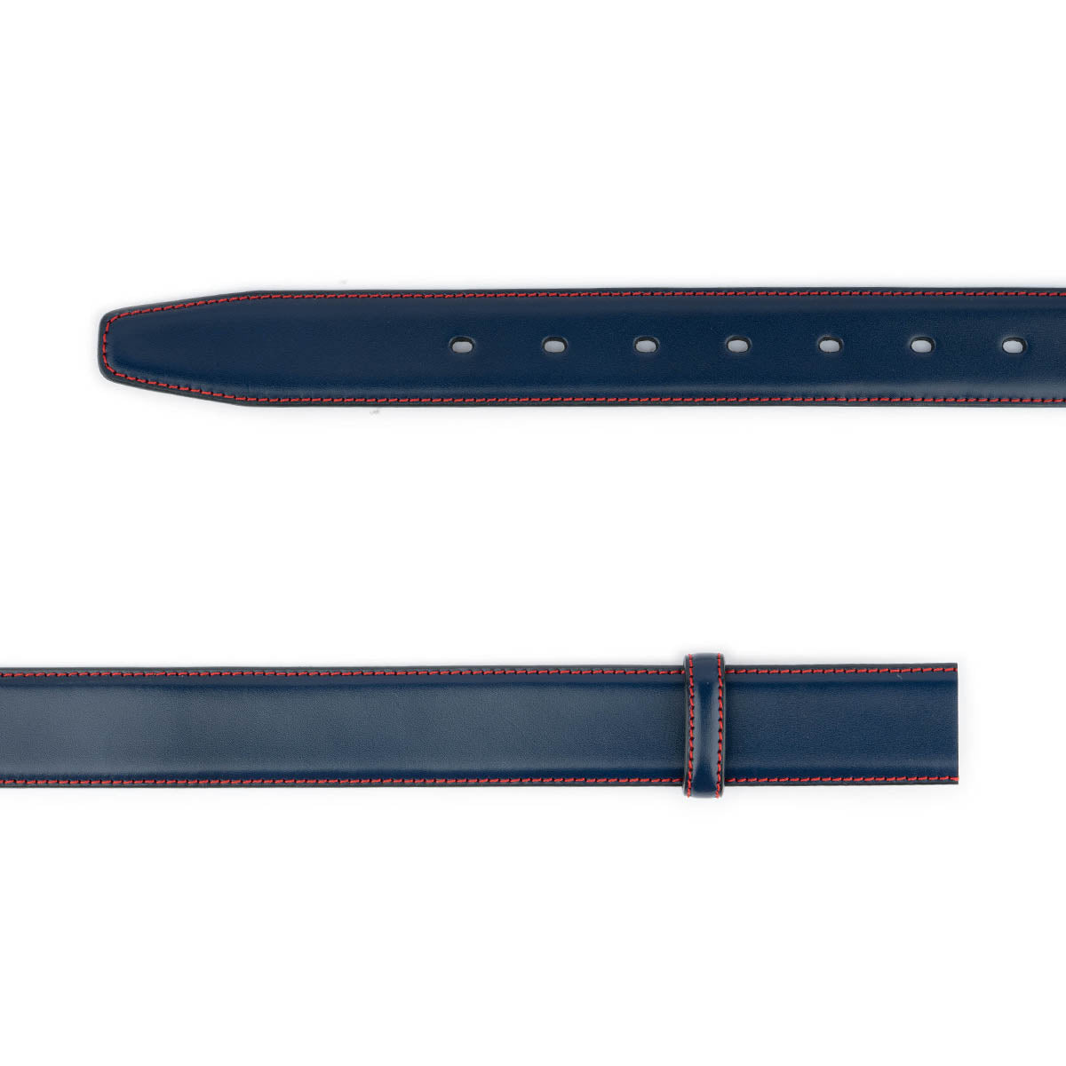 Blue Leather Strap For Ferragamo Buckle Mens Belt with Red Stitching Replacement