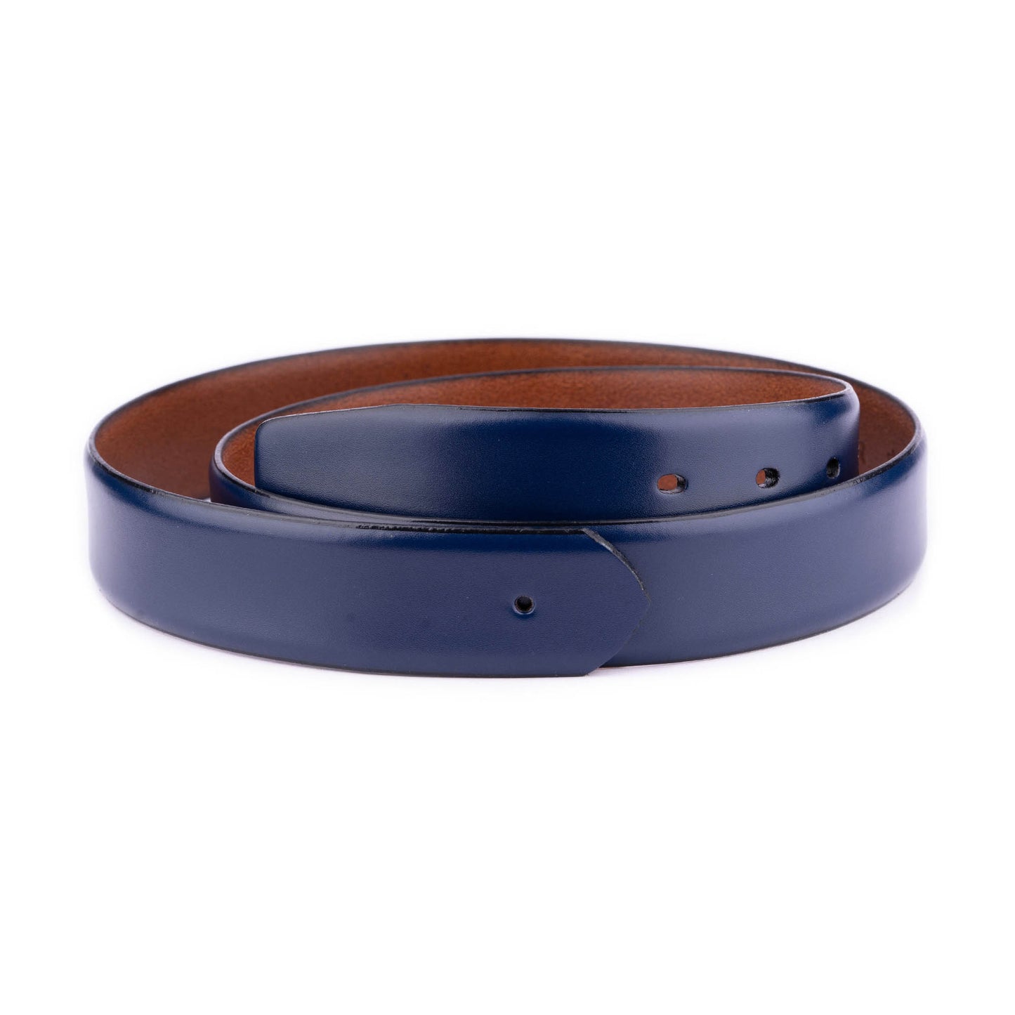 Blue Smooth Leather Belt Strap For Ferragamo Mens Designer Buckles