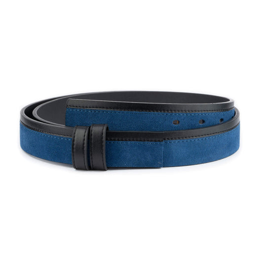 Blue Suede Belt Strap For Cartier Clamp Buckle Mens Replacement