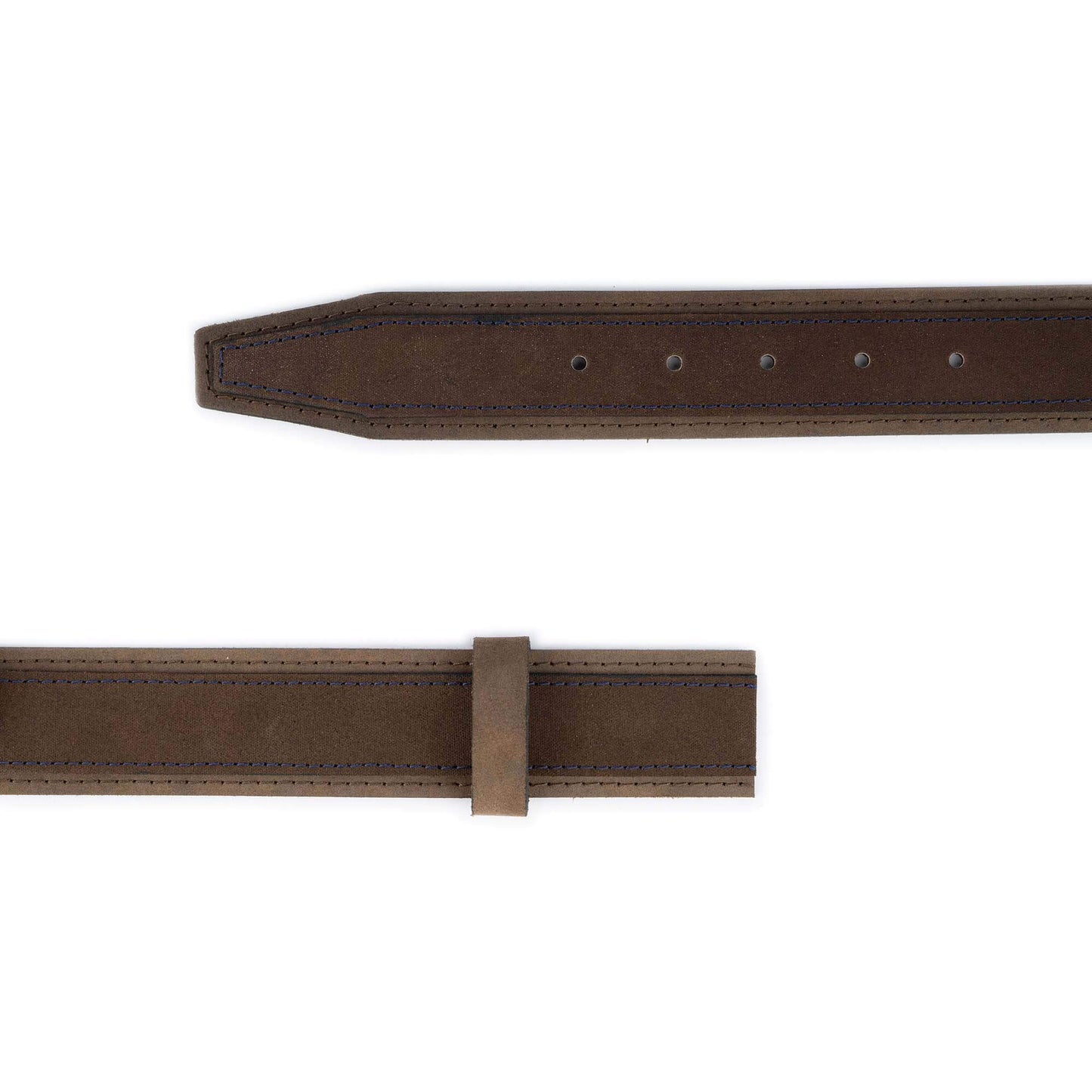 Brown Suede Belts For Belt For Dunhill Buckles Adjustable Blue Stitching