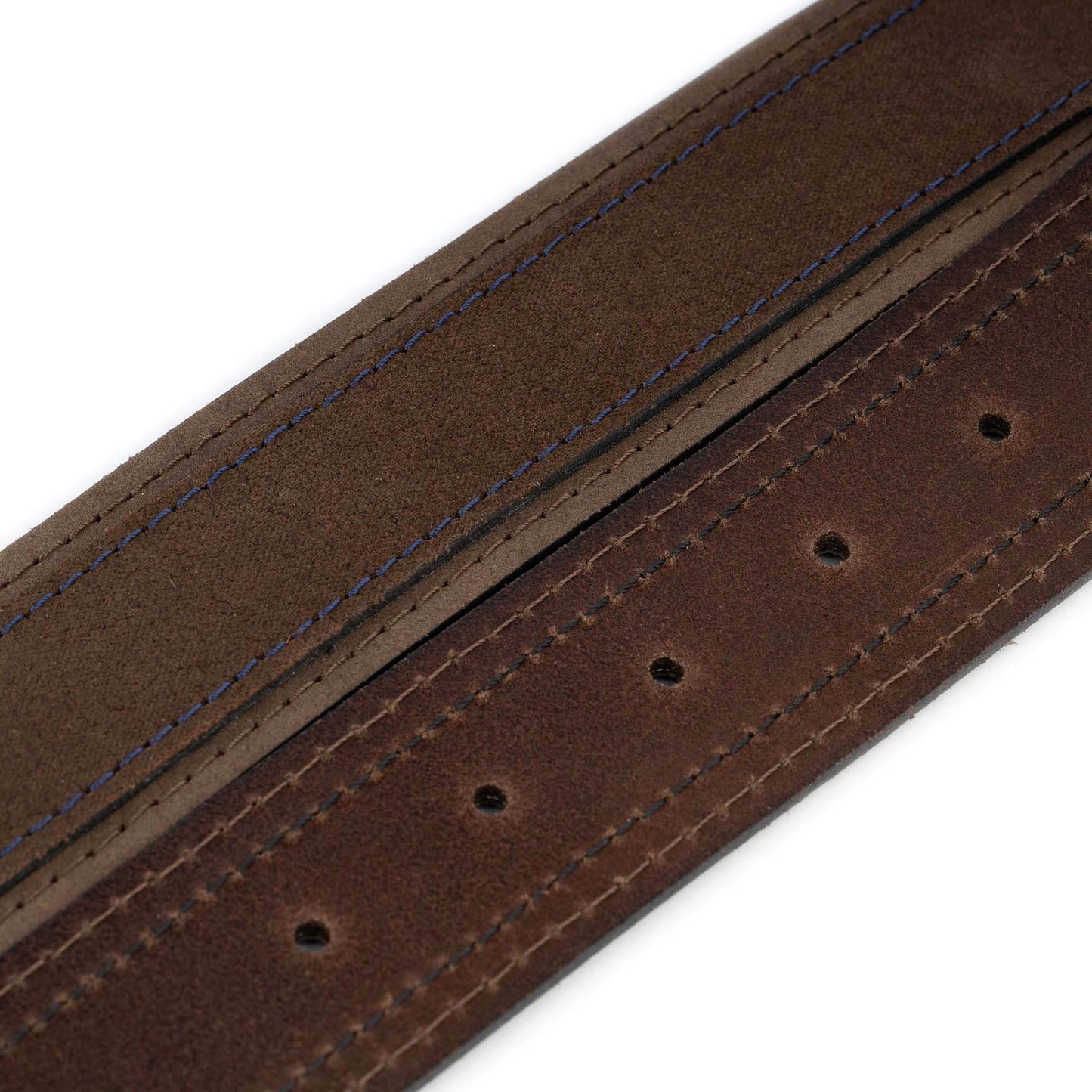 Brown Suede Belts For Belt For Dunhill Buckles Adjustable Blue Stitching