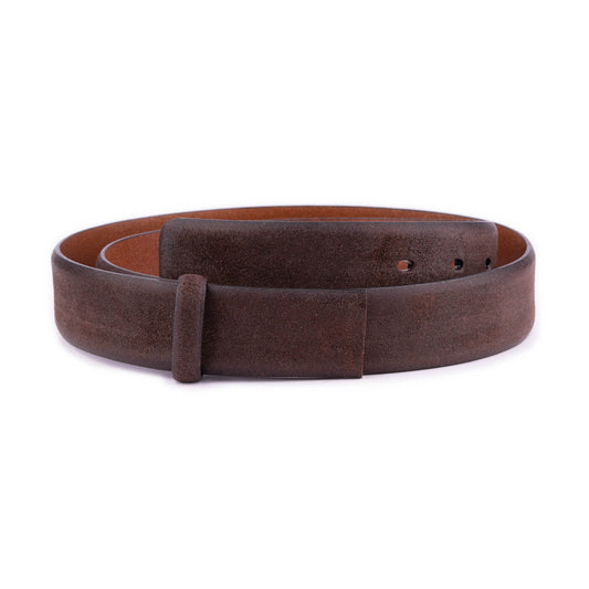 Brown Crazy Horse Leather Belt Strap For Ferragamo Mens Buckle Replacement