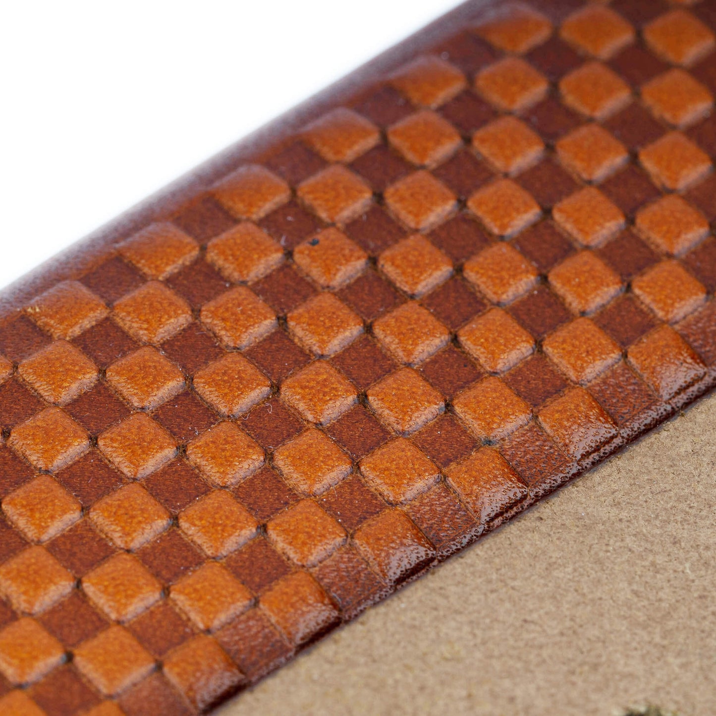 Brown Leather Belt Strap Check Emboss For Cartier Mens Buckle Replacement