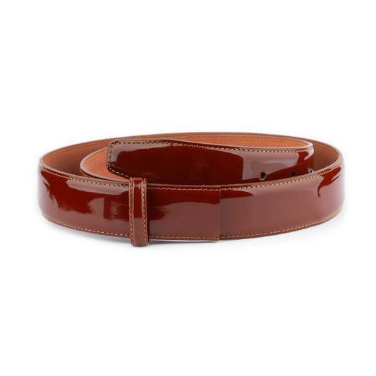 Brown Patent Leather Belt Strap For Ferragamo Mens Buckle Replacement