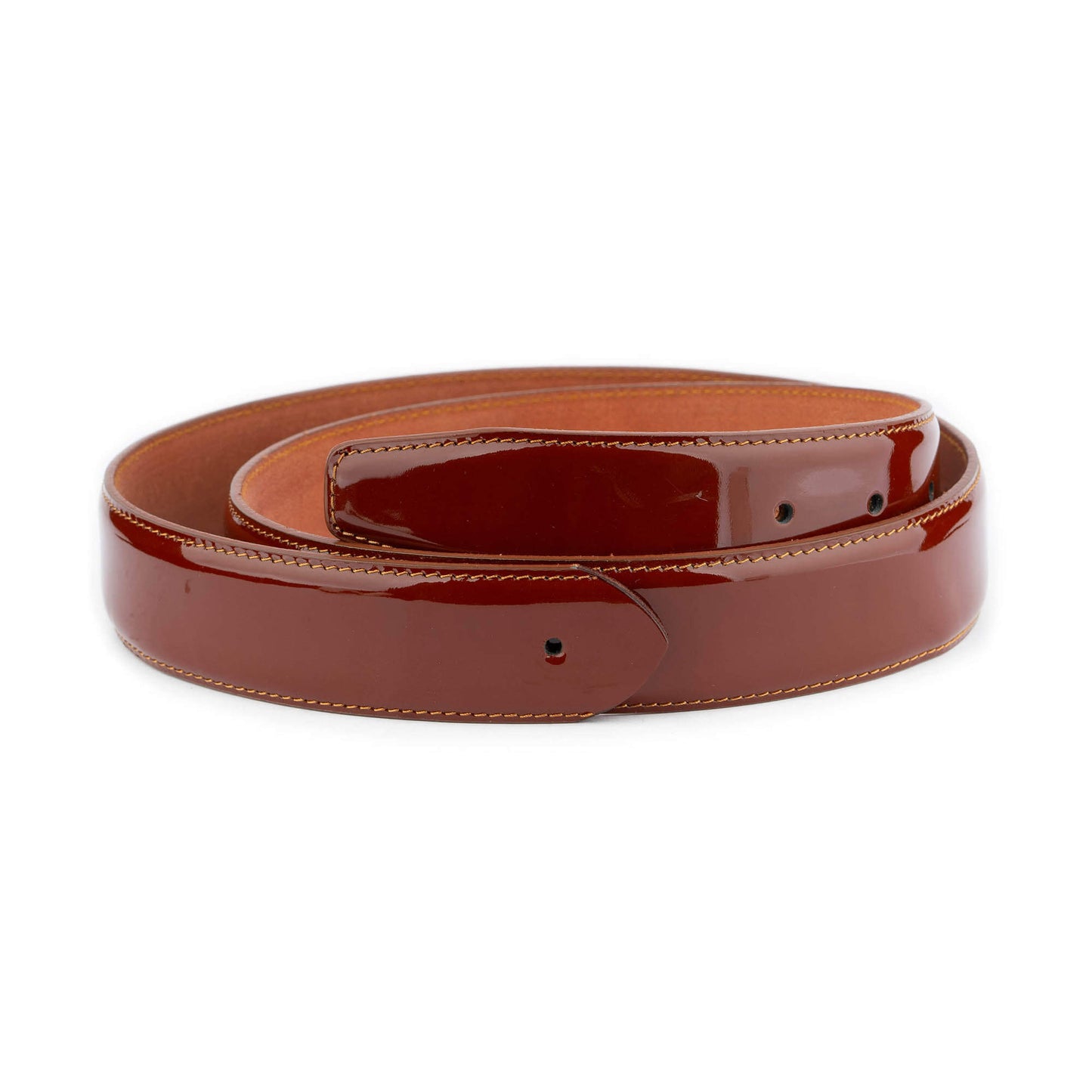 Brown Patent Leather Replacement Belt Strap With Hole For Montblanc Mens Buckle