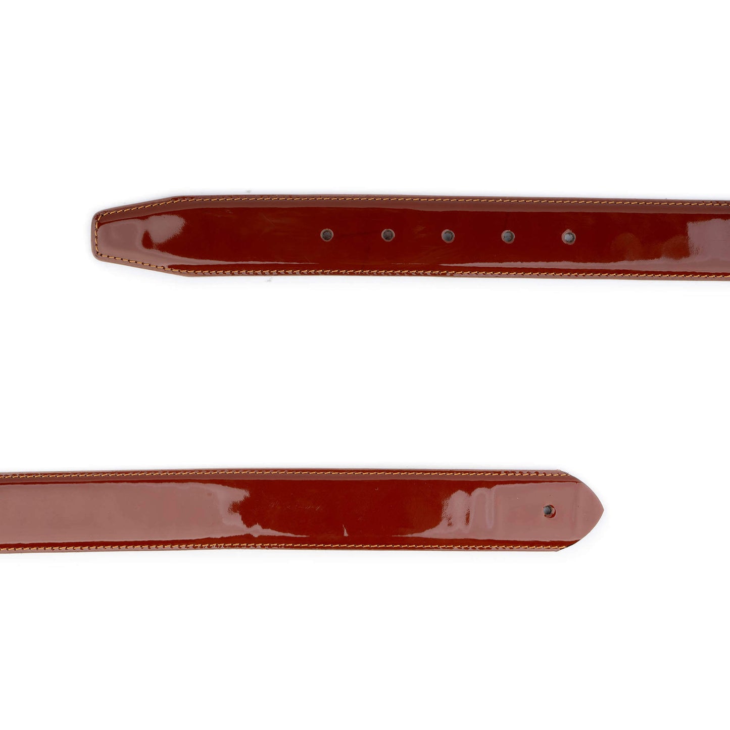 Brown Patent Leather Replacement Belt Strap With Hole For Ferragamo Mens Buckle