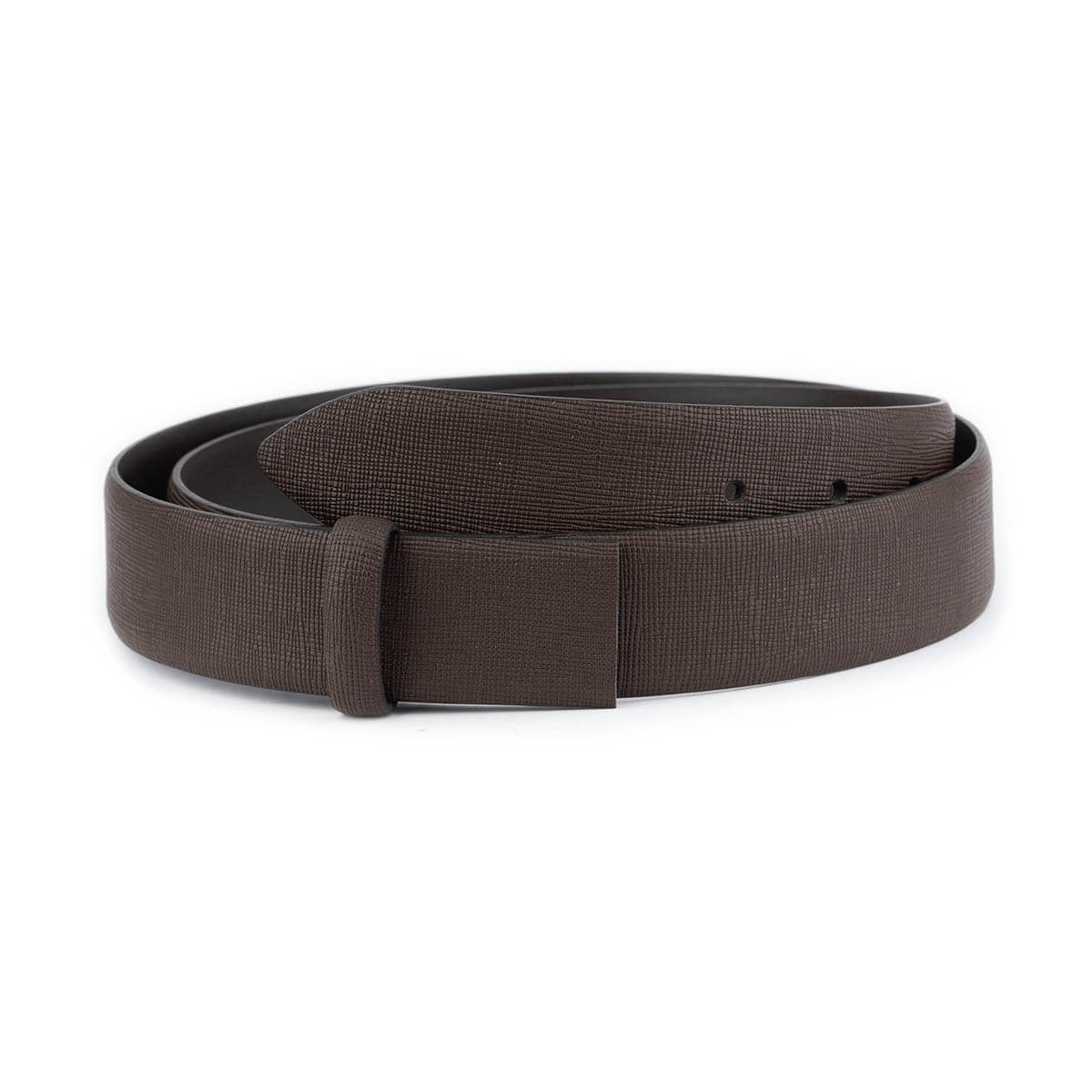 Brown Saffiano Leather Belt Strap For Ferragamo Womens Buckle Replacement