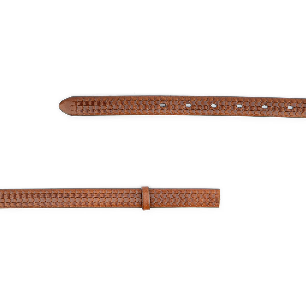 Brown Embossed Leather Womens Thin Belt Strap For Ferragamo Buckle Replacement