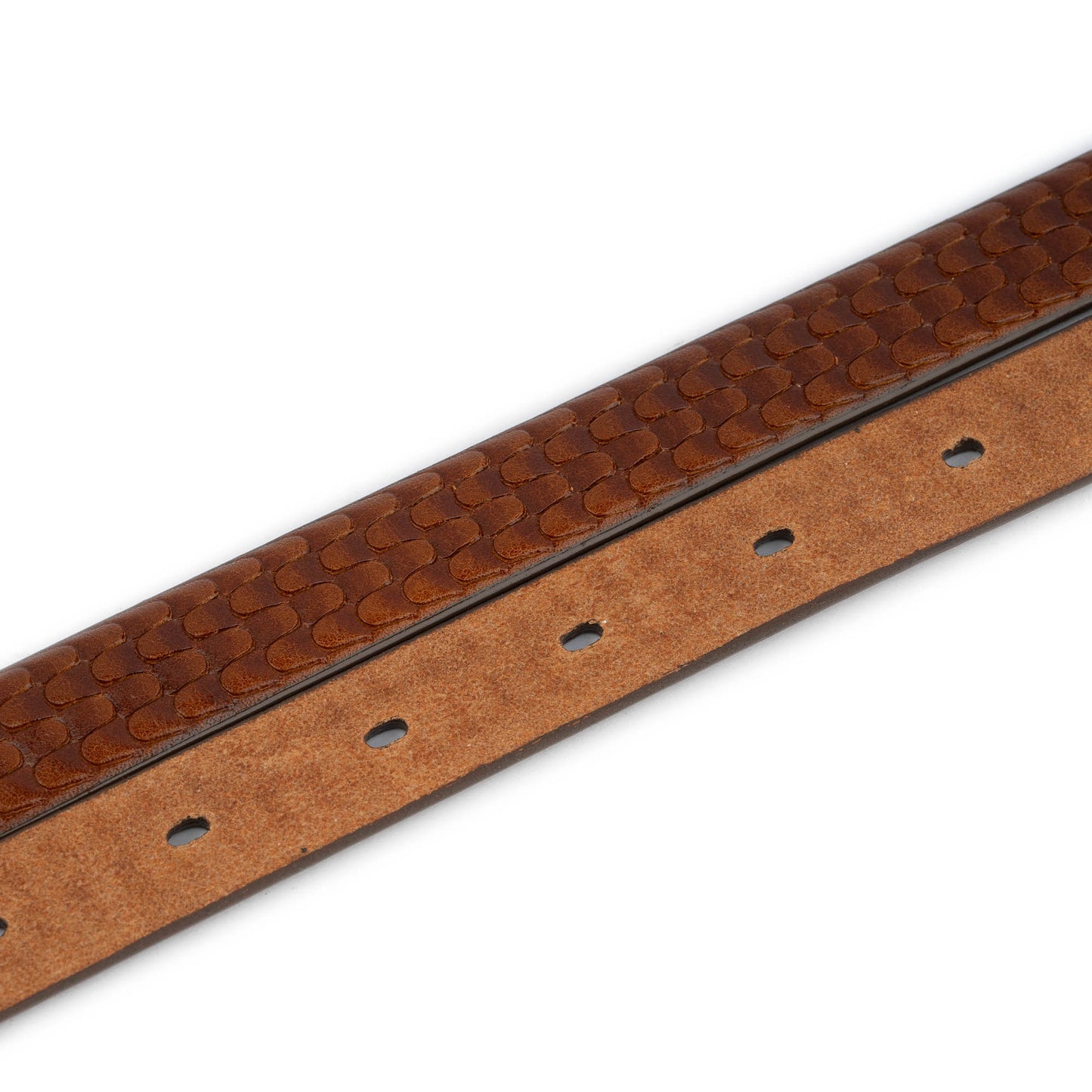 Brown Embossed Leather Womens Thin Belt Strap For Ferragamo Buckle Replacement