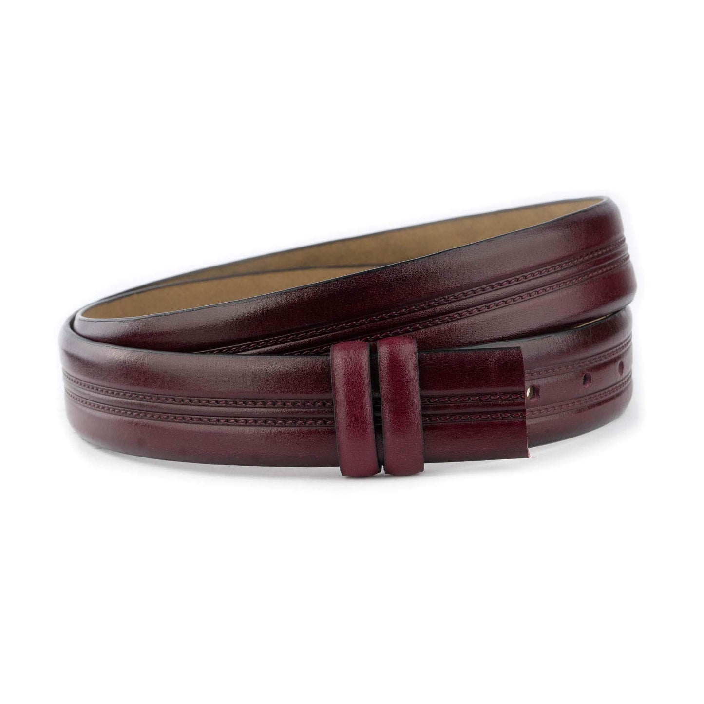 Burgundy Mens Belt Strap For Designer Dunhill Buckles Embossed Calfskin