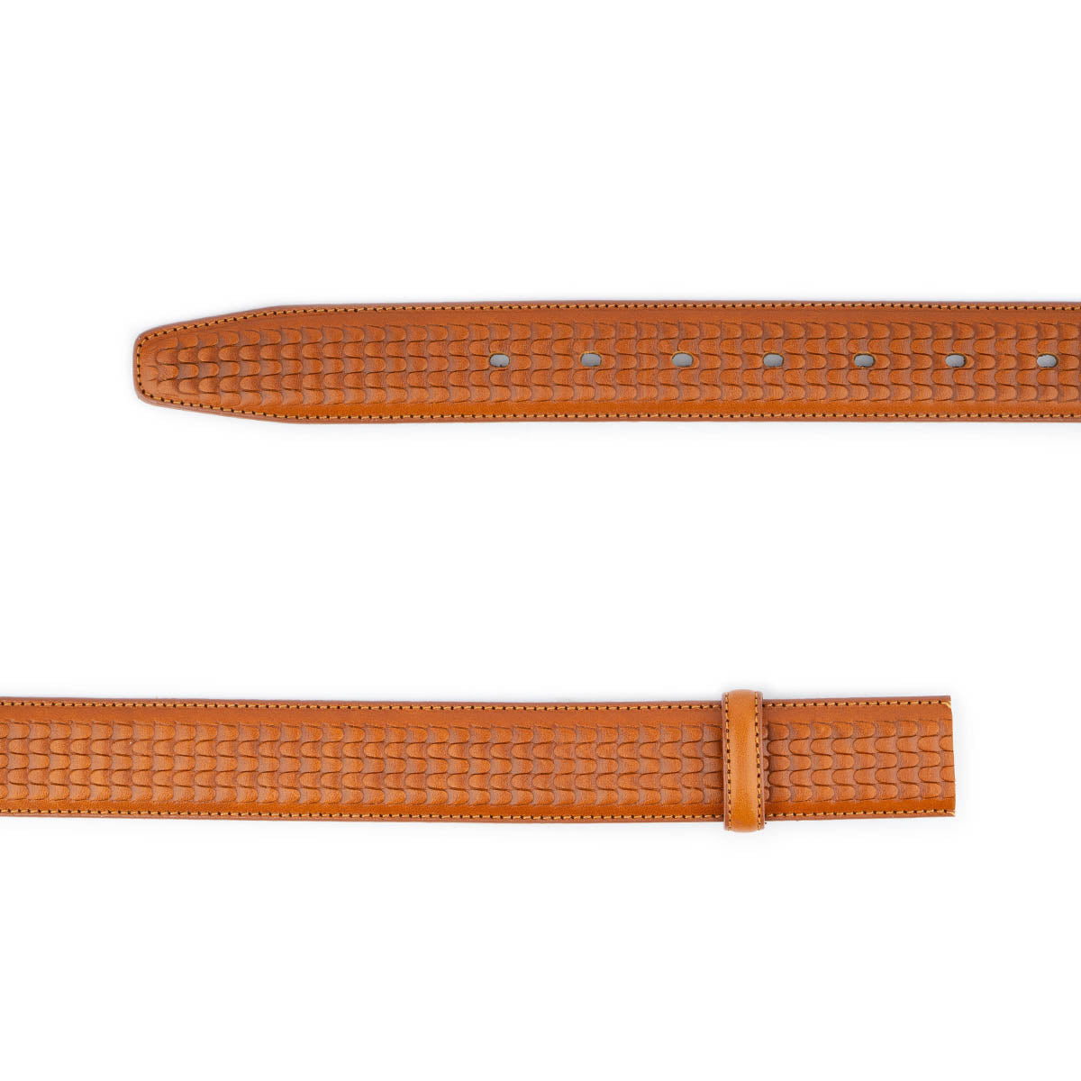 Cognac Embossed Brown Leather Strap For Dunhill Buckle Mens Belt Replacement