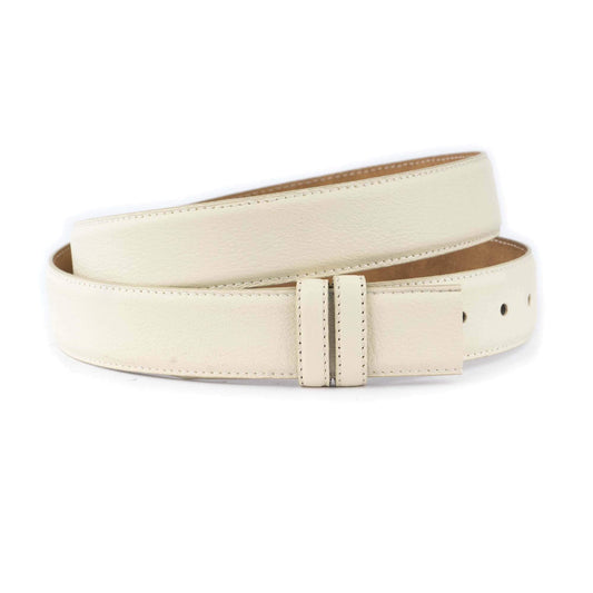 Creme Leather Belt Strap For Cartier Buckles Replacement Grained Leather