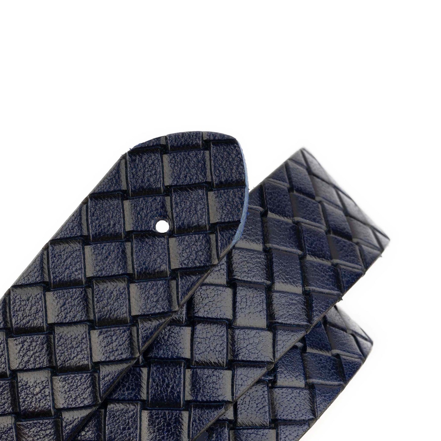 Dark Blue Mens Belt Strap For Montblanc buckles Woven Emboss 3.8 Cm