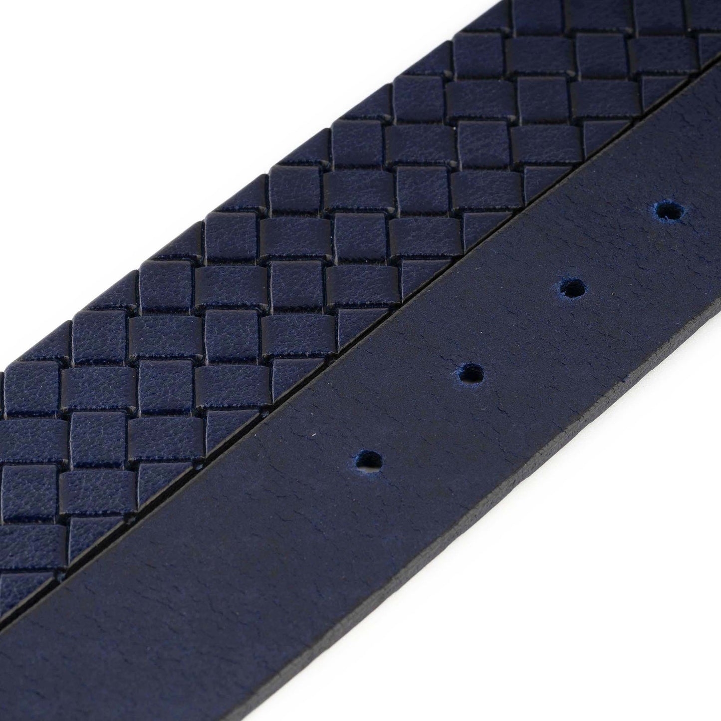Dark Blue Mens Belt Strap For Montblanc buckles Woven Emboss 3.8 Cm