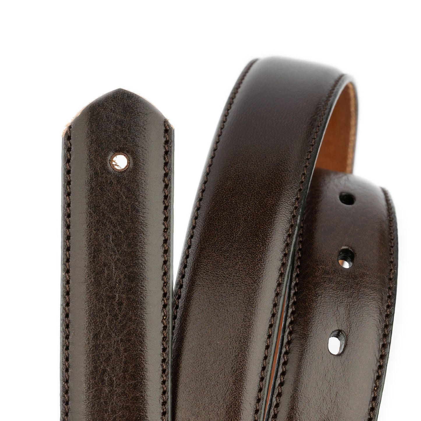 Dark Brown Leather Strap For Dunhill Buckles Belt Mens Premade Hole
