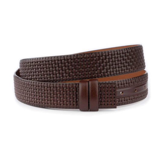 Dark Brown Woven Leather Buckle Strap For Cartier Buckles