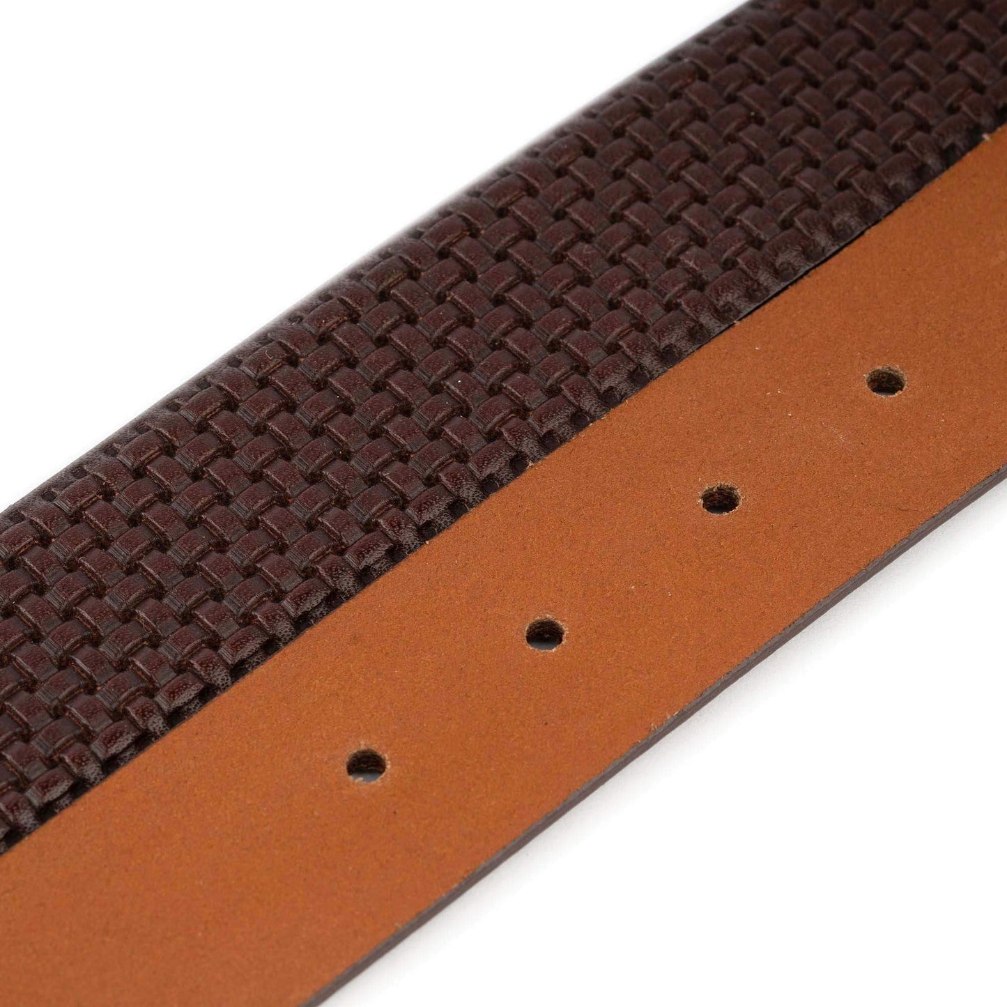 Dark Brown Woven Leather Buckle Strap For Montblanc Buckles