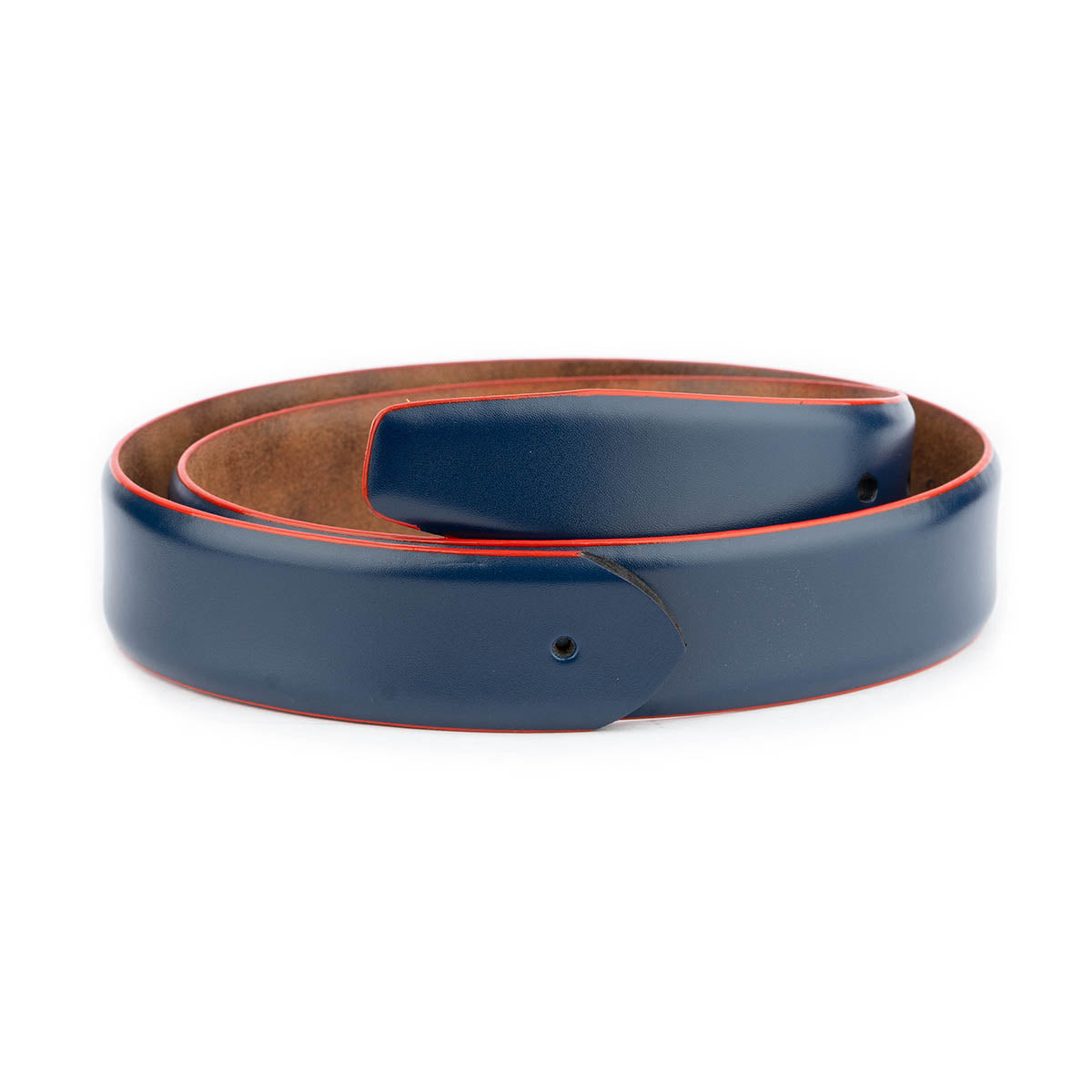 Dark Blue Belt Strap Replacement Leather Red Edges For Dunhill Mens Buckle Replacement