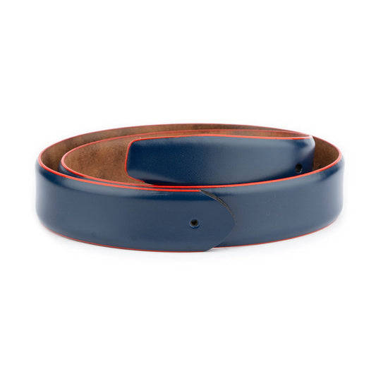 Dark Blue Belt Strap Replacement Leather Red Edges For Dunhill Mens Buckle Replacement