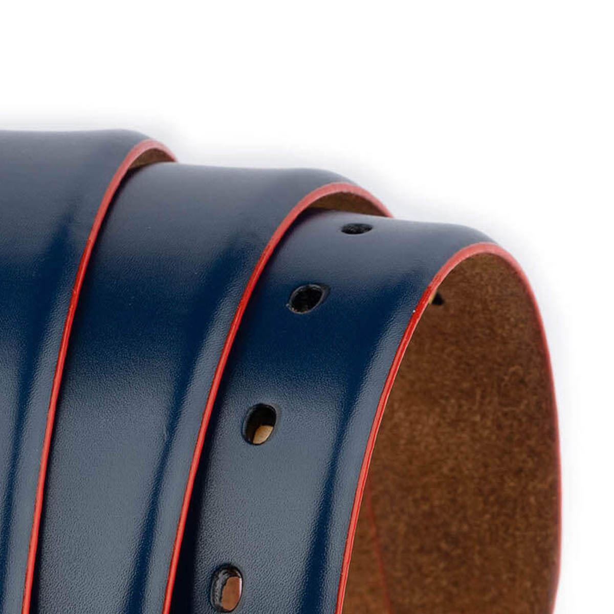 Dark Blue Belt Strap Replacement Leather Red Edges For Ferragamo Mens Buckle Replacement
